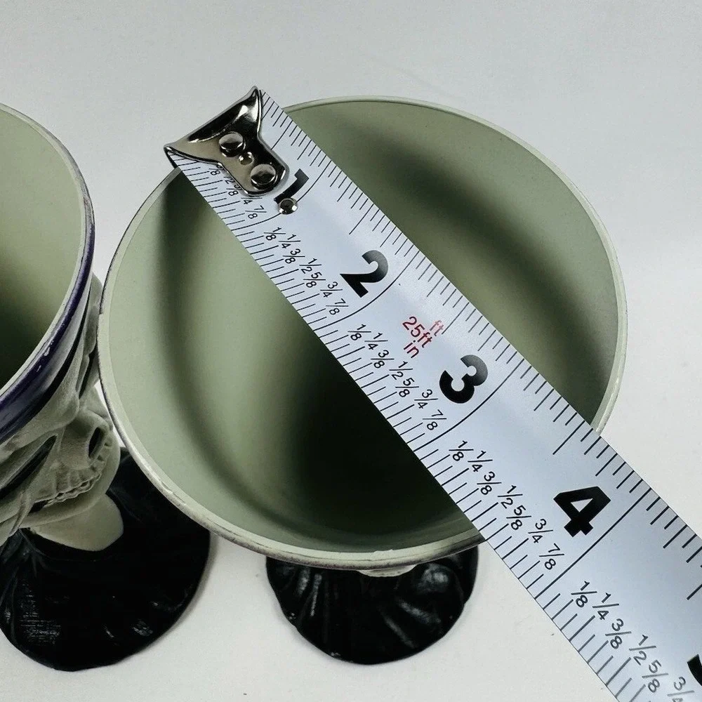 Skeleton Skull Goblets 4 pc Halloween Gothic Spooky Chalice Prop Horror Haunted